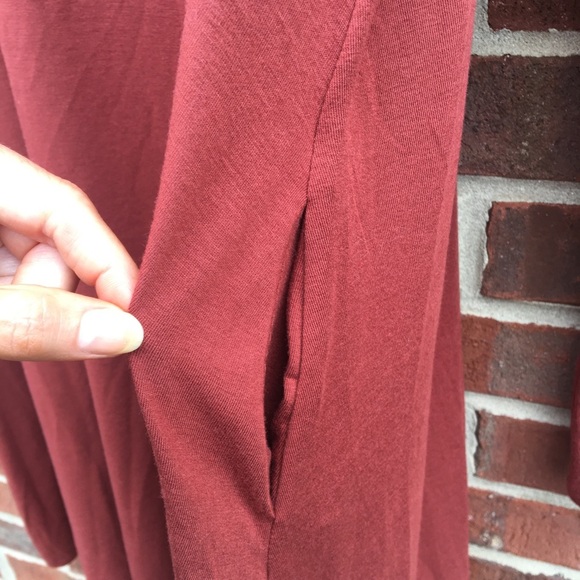 Zenana Dress with Pockets Knit Long Sleeve Rust Large - Picture 3 of 8